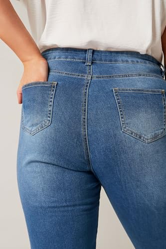 EVANS Curve Plus Size Straight Leg Jeans Mid Blue4