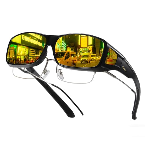 DUCO Night Driving Glasses Night Vision Glasses Fit Over Glasses for Men Women Polarized Anti-Glare Pro Yellow Lens 8953Y