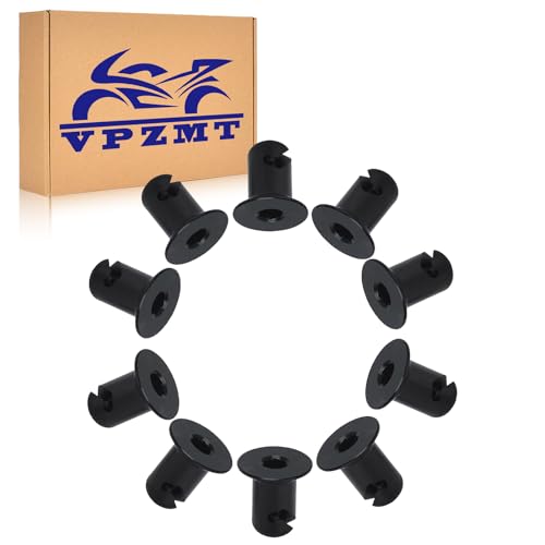 VPZMT .500 Grip 7/16" Aluminum Dzus Button Flush Allen Head Quarter Turn Fasteners (10-Pack) (Black)
