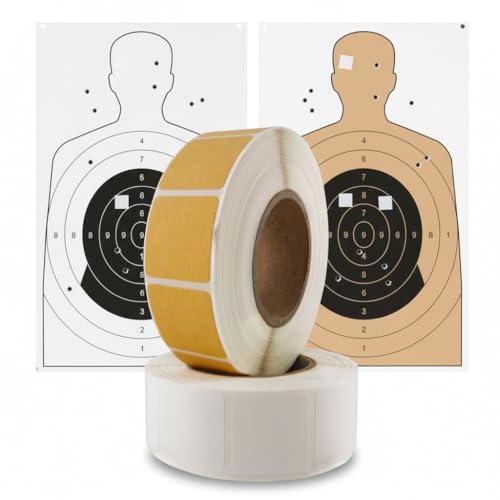 Target Pasters Gun 2 Rolls 2000 Self-Adhesive 0.87 Inch Square Shooting Target Stickers | Bullet Hole Patch Dots Repair Tape, Shooting Range Sticky Dots