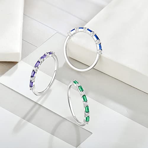 JO WISDOM 925 Sterling Silver Wedding Band for Women Thin Stacking Ring Half Cubic Zirconia Eternity Engagement Ring3