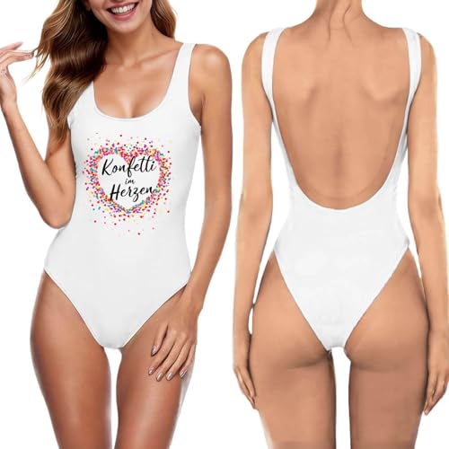 Badeanzug Damen Bauchweg konfetti im Herzen Eleganter Badeanzug mit hohem Kragen rückenfreiem Design für Strand Pool Sommerkleid Badebekleidung für Damen Bikini Sexy Strandkleid-2