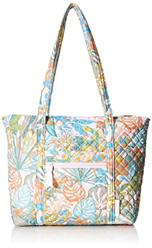 Vera Bradley Women's Cotton Small Vera Tote Bag, Rain Forest Canopy - Recycled Cotton, One Size