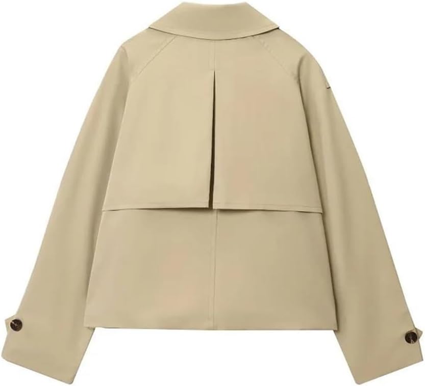 Women Short Trench Coat Women Double Breasted Cropped Jacket Outdoor Coats