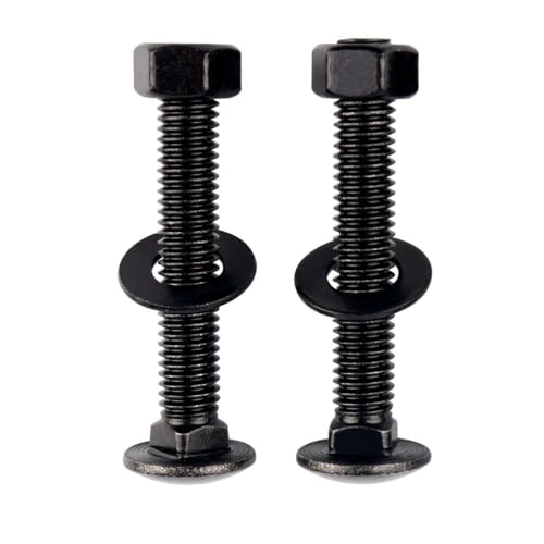 Image of 6 Sets 3 /8-16 x 2-1 /2 inch Carriage Bolts Screws Round Head Square Neck and Hex Nuts, Flat Washers 304 Stainless Steel 18-8 Full Thread, Black