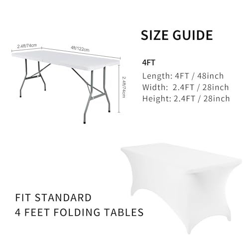 Fokitut 6 Pack Spandex Table Cover for 4FT Table Universal Fitted Stretch Tablecloth for Party, Banquet, Wedding and Events-White by Fokitut - Used condition - Image 4