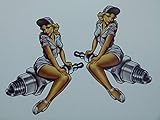  cut-it folientechnik & design MG330 / 2X Pinup Aufkleber je 11x9cm Bombe Old School Hot Rod Tuning Vintage Retro Pin Up Girl