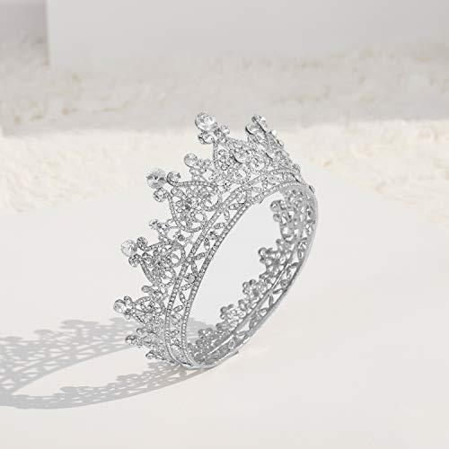 JOYPEA Birthday Crowns for Women Silver Crystal Tiara Crowns for Girls Bridal Tiara Princess Crowns for Little Girls Cinderella Party Decorations Cosplay Halloween Costumes Hair Accessories for Women