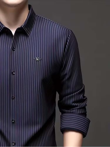 Image of Lymio Men Shirt || Striped Shirt for Man || Full Sleeve|| Premimum Casual Style (Royal)