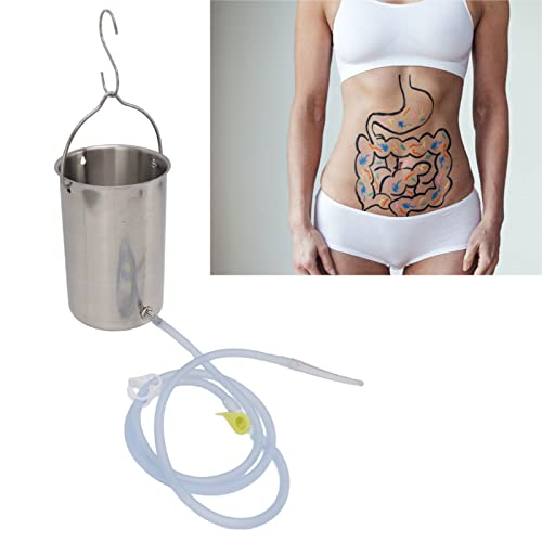 YOUTHINK Kit balde de enema de aço inoxidável 304, fácil de usar com bocal macio, sistema completo d