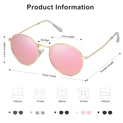 Image of SOJOS Small Round Polarized Sunglasses for Women Men Classic Vintage Shades | Lightweight Stainless Steel Frame UV400 Sun Protection Adjustable Nose Pads SJ1014