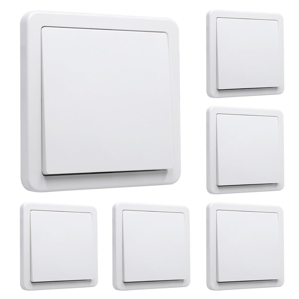6 sztuk wpuszczane przełączniki wł./wył., biały przełącznik ścienny 250 V 10 A uniwersalny europejski standard (84 x 84 cm)