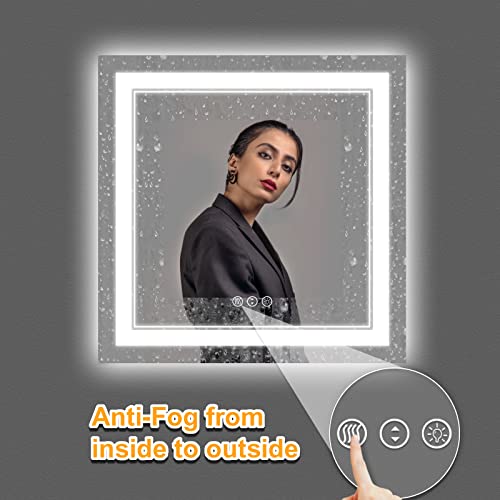 Istripmf 36 X 36 Inch Led Mirror For Bathroom, Backlit And Front Lighted Bathroom Vanity Mirror With Lights, Anti-Fog, 3 Colors Dimmable, Memory, Shatterproof Wall Led Mirror #TOP4