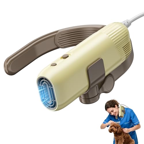 Hands-Free Neck Pet Dryer for Pet Grooming, Dog Blow Dryer for Golden Retriever, Poodle, Husky, Fast Drying for Small Medium Dogs & Cats at Home Grooming，Low Noise Dog Hair Dryer with Sturdy Bracket