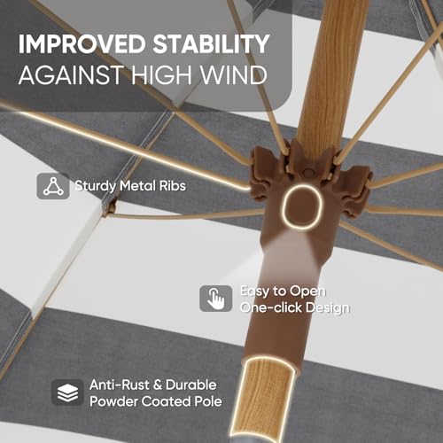 Image of Tempera Heavy Duty High Wind Beach Umbrella with Sand Anchor & Carry Bag | Patio Outdoor Umbrella with Aluminum Frame and Push Button Tilt, Ideal for Garden Lawn, UPF 60+