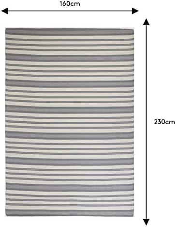 Causeway Living Outdoor Rug Grey Stripes Plastic Weatherproof Lightweight Mat Large 160 x 230cm