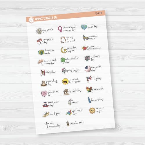 Mini Hand Doodled Holidays Planner Stickers | F16 | E-279-E-280