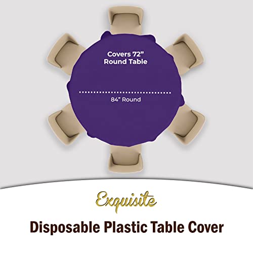 Image of Party Solids Purple Round Plastic Tablecloth - 84 Inch, Pack of 24