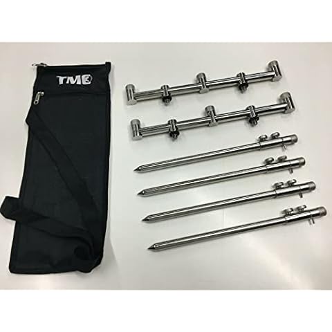 TMC 2 x 3 Rod stainless steel Buzz Bars & 4 x 30-50 cm double screw bank sticks. Supplied in Carry Case Cover