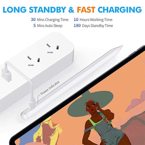 Image of AUTO PILOT Universal Stylus Pen for iPad & Android Tablets Fast Charging, High Precision Tip, Magnetic Design, USB-C Cable Included - Smooth Writing & Drawing Pencil (White)