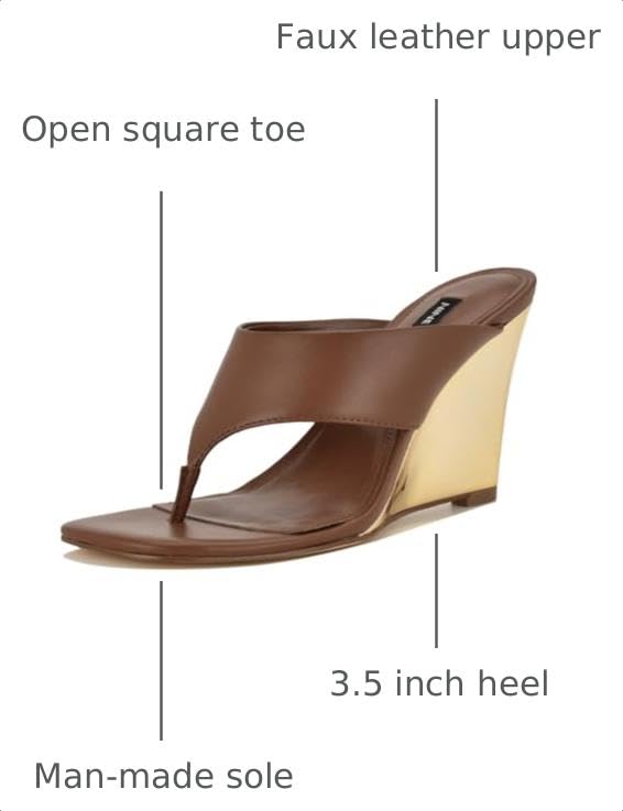 Nine West Women's Presa Wedge Sandal, Medium Brown/Gold 210, 8.5 by Nine West - Used condition - Image 2