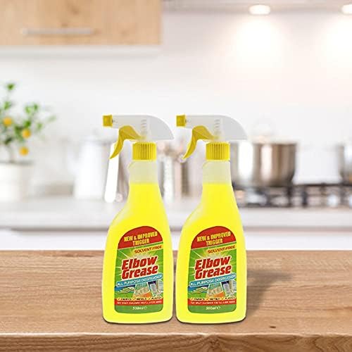 Elbow Grease All Purpose Kitchen/Floor/Tile/Wall/Bathroom/Glass/Carpet Cleaner - Elbow Grease Clothes Stain Remover - AntiBacterial Sticky Stuff Remover Spray (500 ml) (Pack of 2)
