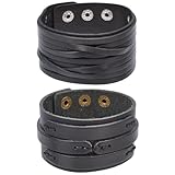 Bracelet large réglable:le paquet comprend 2 bracelet rétro en cuir de 2 styles, l'un mesure environ 9.06 x 1.57 x 0.19 pouce (23 x 4 x 0.5cm ), un autre mesure environ 9.06 x 1.61 x 0.23 pouce (23 x 4.1 x 0.6cm ), qui viennent avec un bouton-pression, le rendre réglable, adapté à plus de personnes, facile à porter et à enlever