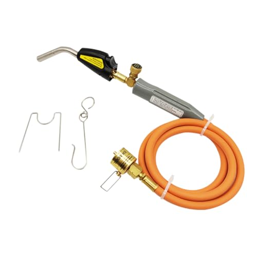 Intendvision Propane Torch Head, Mapp Gas Torch with Trigger Start, Adjustable Flame Knob, 1.5m Hose, Soldering Brazing Welding BBQ Torch Fuel by Propane Mapp Map Pro Gas (Includes Cylinder Clip)