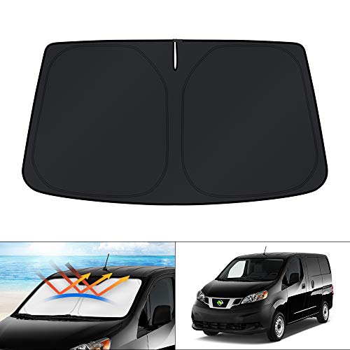 Image of KUST Windshield Sun Shade for 2014-2021 Nissan NV200 Minivan Accessories Custom Fit Sunshade Foldable Sun Visor Protector Blocks UV Rays Keep Your Car Cooler