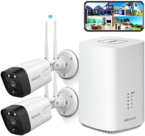 {5.0MP & PIR Detection} 2-Way Audio Dual Antennas Outdoor Security Wireless Camera System 3K 5.0MP Wireless Surveillance Mini NVR Kits 2Pcs WiFi 1944P Security Cameras
