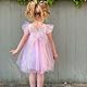 Miipat Baby Mädchen Kleid Ärmellos Schmetterling Prinzessin Tüllkleid Kleinkind Mädchen Blumenmädchenkleider Hochzeit Geburtstag Partykleid Rainbow 100 2-3 Jahre