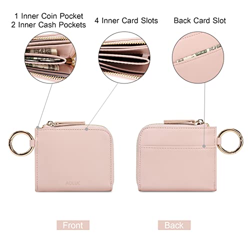 Aoluc Coin Purse Small Wallets For Women,Rfid Blocking Leather Change Purse Mini Zipper Pocket Wallet Slim Pouches For Purse Travel Ladies Card Case With Keychain… #TOP3