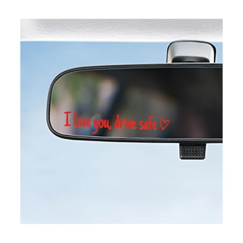 Image of Wevdn 6 PCS I Love You Drive Safe Sticker, Funny Waterproof Car Rearview Mirror Decal with Heart, Self Affirmations Sticker with Drive Safe Letters for Car Window Bumper Women Gift (Red)
