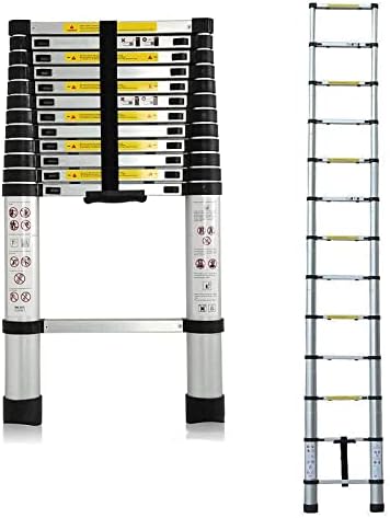Telescoping Ladder Telescoping Ladder 2.6m/2.9m/3.2m/3.8m/4.1m/4.4m/4.6m/5.0m/5.4m/5.8m Extension Telescopic Ladders for Multi-Use Home Attic & RV Work (Color : Silver, Size : 2.6M/8.5ft)