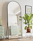 Antok Ganzkörperspiegel, 163 x 53cm Gewölbter Standspiegel Groß in Voller Länge, Wandspiegel mit Aluminiumlegierung Rahmen und Bruchsichere Glas, Bodenspiegel für Wohnzimmer, Ankleide, Scharwz