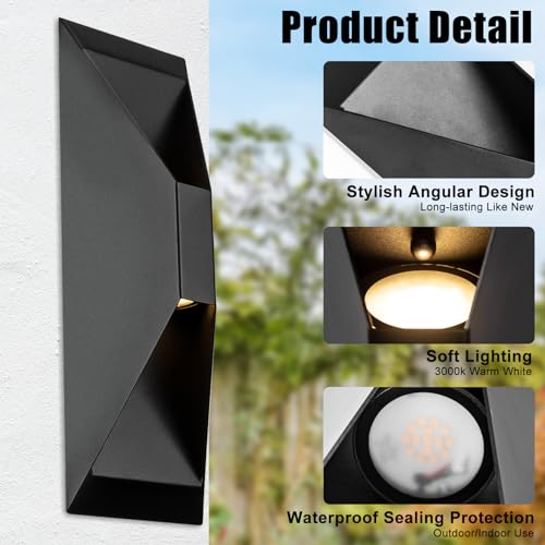 Image of Modern Outdoor Wall Light 2 Packs, LED Up Down Wall Light