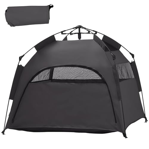 PawHut Pop Up Dog Tent for Extra Large and Large Dogs, Portable Pet Camping Tent with Carrying Bag for Beach, Backyard, Home, Dark Gray