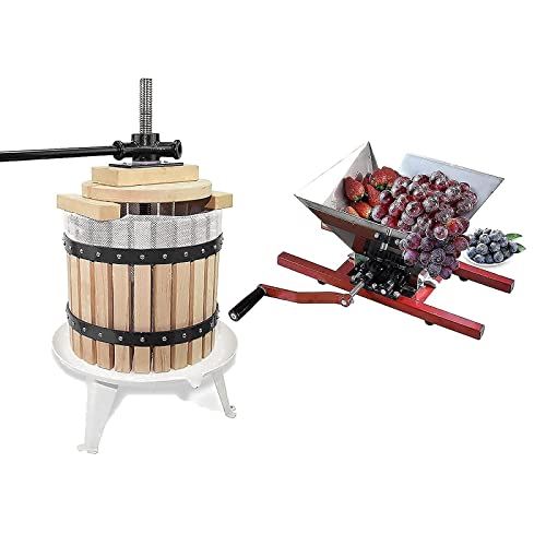 Squeeze Master Fruit Apple Cider Wine Press-3.17 Gallon/12L- Solid Wood Basket With Grape Berry Wine Classic Crusher -7 Litre/1.8Gallon #TOP30