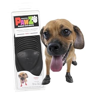 PawZ Rubber Dog Boots for Small Paws - All-Weather Waterproof Dog Shoes, Anti-Slip Traction for Rain, Snow, Mud & Hot Pavement - Pull-On Dog Booties, Black - Small (2"-2.5") - Pack of 12