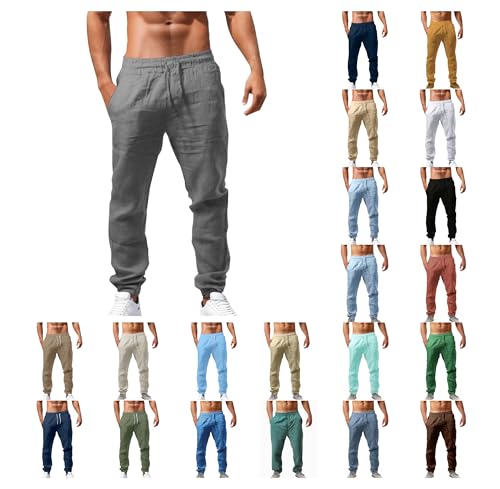 Generico Pantaloni Casual Uomo Nero Opaco Elasticizzato Vita Alta Tasche