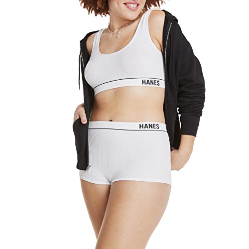 Image of Hanes Women's Originals Seamless Rib Crop Bralette, Scoop Neckline Pullover Wireless Bra, ComfortFlex Fit