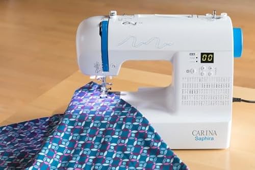 Nähmaschine Carina Saphira by Fischer das Original, eine der besten Nähmaschinen, Computer-Nähmaschine für Einsteiger, Fortgeschrittene & Profis, Freiarm, LED Nählicht