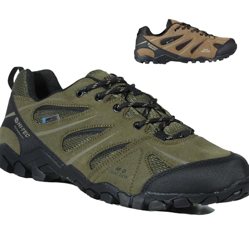 HI TEC   Zapatillas Trekking Hombre Walker WP | Zapatillas Montaña Hombre, Senderismo | Pies Secos con Membrana Impermeable, Tracción Óptima, Cómodas | Teak/Lt Taupe, 45