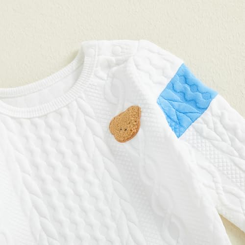 Image of Babieshouse Newborn Baby Boy Clothes Mamas Boy Bear Embroidery Long Sleeve Romper Pants Set Fall Winter Outfits 3-18 Months