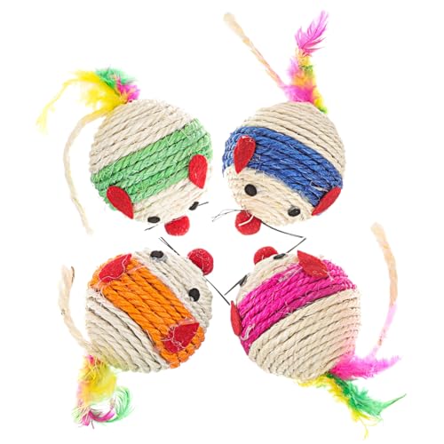 Milisten 4個 屋内猫のおもちゃ 猫のためのインタラクティブなおもちゃ 上げられた猫ボウル 猫のキッカーおもちゃ 猫の爪とぎ 猫の面白いおもちゃ 屋内用猫のおもちゃ サイザル麻