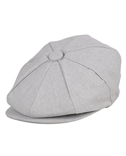 NYFASHION101 Men's Classic Vintage 8-Panel Duck Bill Linen Newsboy Cap, Light Gray