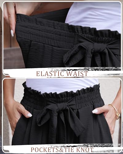 LOUSGUTA Wide Leg Pants for Women High Waisted Palazzo Pants Work Casual Flowy Tie Knot Trousers with Pockets4
