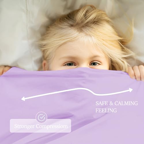 Image of Sensory Bed Sheet for Deep Pressure Therapy - Spandex Bed Sheet - Sensory Compression Blanket for ADHD, Autism - Breathable & Hypoallergenic, Lila, Twin Size