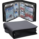 Salajory Fichário de armazenamento de DVD, estojo de CD de DVD com alças, bolsas de armazenamento para DVDs, CDs, disco Blu-ray, disco de videogame, disco de filme - 136 unidades de disco e 68 bolsos
