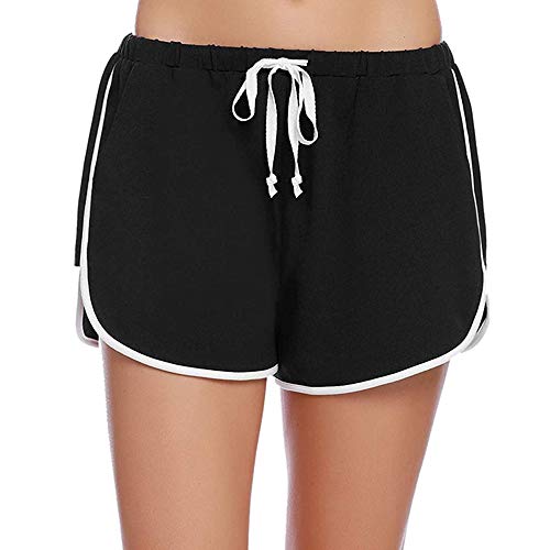Beauty Garden Womens Casual Elastic Drawstring Waist Beach Relaxed Fit Lightweight Running Workout Yoga Sports Shorts Black